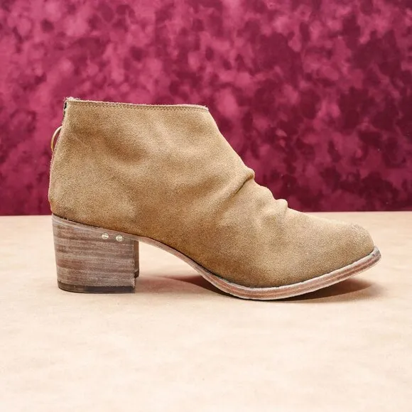 Beek Women Brown Distressed Suede Handmade Back Zip Fashion Ankle Boots sz 9.5