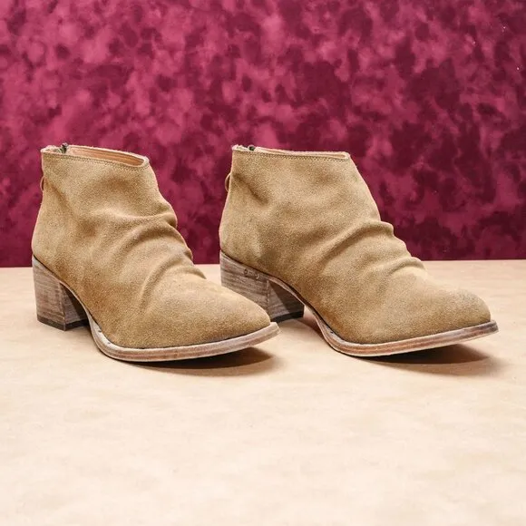 Beek Women Brown Distressed Suede Handmade Back Zip Fashion Ankle Boots sz 9.5