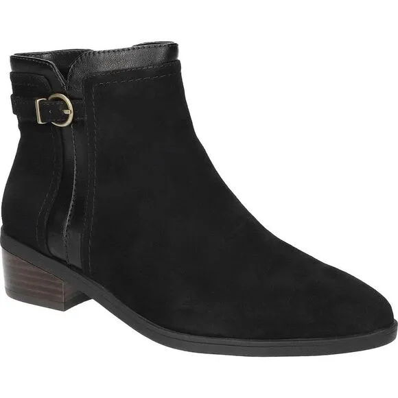 Bella Vita Womens BEATRICE  Black Block Heel Faux Suede Ankle Boots New