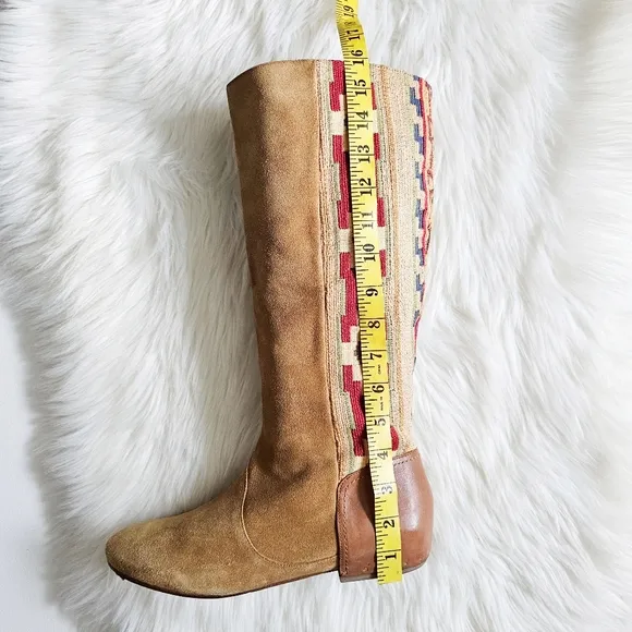 Belle By Sigerson Morrison Genuine Suede  Western Boots Studded Sock Accent 9B