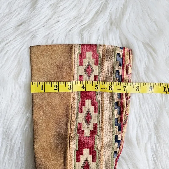 Belle By Sigerson Morrison Genuine Suede  Western Boots Studded Sock Accent 9B