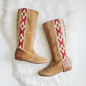 Belle By Sigerson Morrison Genuine Suede  Western Boots Studded Sock Accent 9B