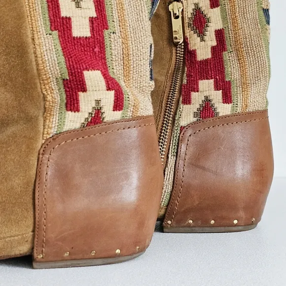 Belle By Sigerson Morrison Genuine Suede  Western Boots Studded Sock Accent 9B
