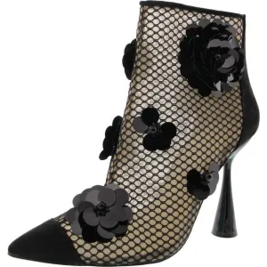 Betsey Johnson Womens Black Embellished Faux Leather Ankle Boots New