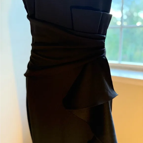 Betsy &amp; Adam’s Home &quot;CHRISTINE&quot; SCUBA CREPE RUFFLED BOW GOWN