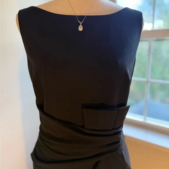 Betsy &amp; Adam’s Home &quot;CHRISTINE&quot; SCUBA CREPE RUFFLED BOW GOWN