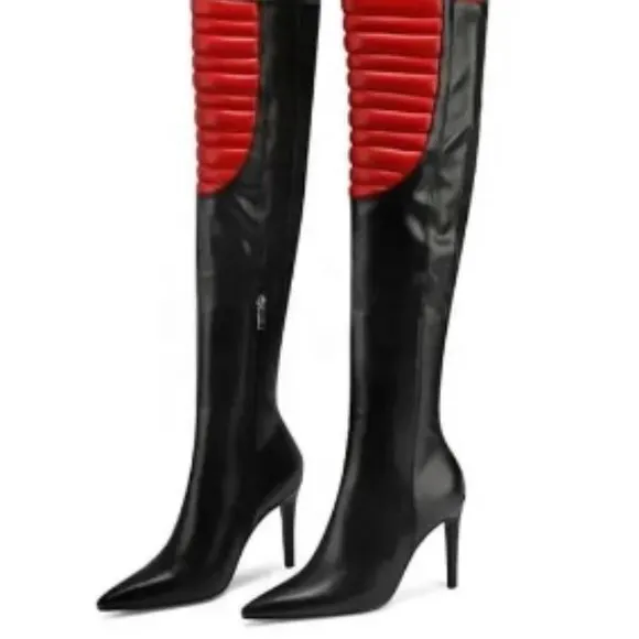 BIKER BABE &quot; The BADDEST BABE Over The Knee Heeled Boots - Red (BRAND NEW !!!!!!