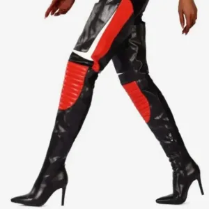 BIKER BABE &quot; The BADDEST BABE Over The Knee Heeled Boots - Red (BRAND NEW !!!!!!