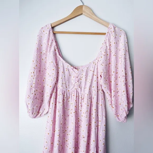 Billabong Pink Floral Ditsy Midi Dress Swept Away Beach Coastal Easter Boho S
