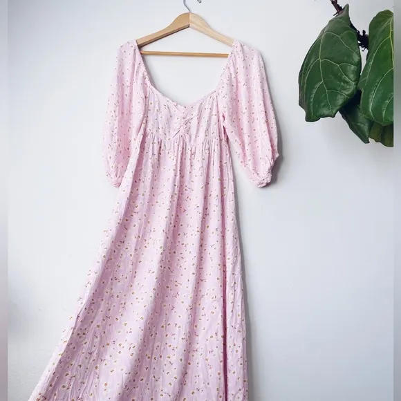 Billabong Pink Floral Ditsy Midi Dress Swept Away Beach Coastal Easter Boho S