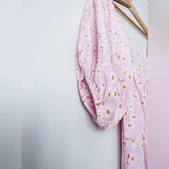 Billabong Pink Floral Ditsy Midi Dress Swept Away Beach Coastal Easter Boho S