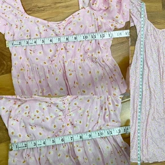 Billabong Pink Floral Ditsy Midi Dress Swept Away Beach Coastal Easter Boho S