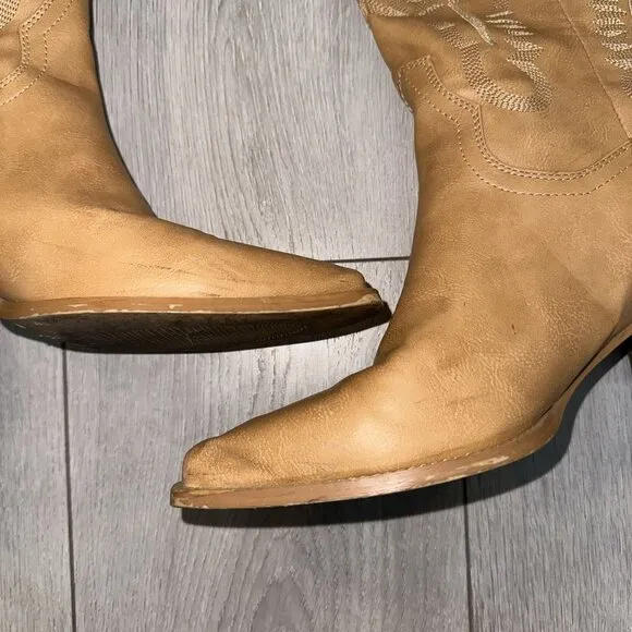 Billini Danilo Camel Brown Faux Leather Cowboy Cowgirl Western Boots Women's 10