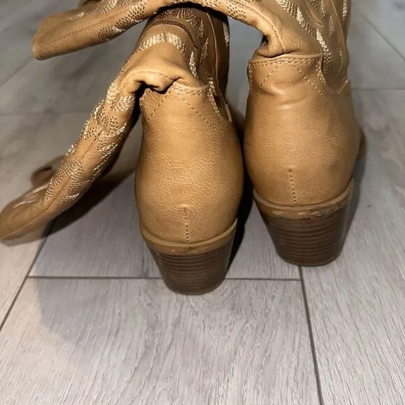 Billini Danilo Camel Brown Faux Leather Cowboy Cowgirl Western Boots Women's 10
