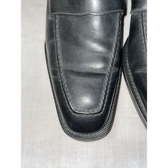 Billy Reid Penny Loafers Mens Size 8 M Black Leather Slip On Shoes Block Italy