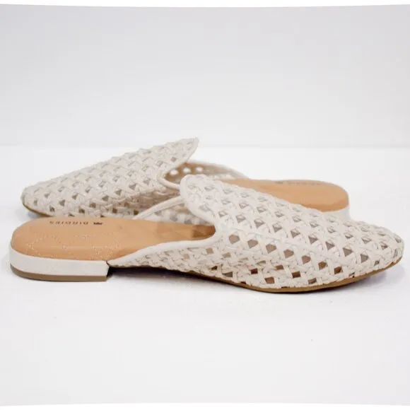 Birdies Shoes Phoebe Women's Size 7.5 Woven Mule Ecru Slip-On Pointed Toe