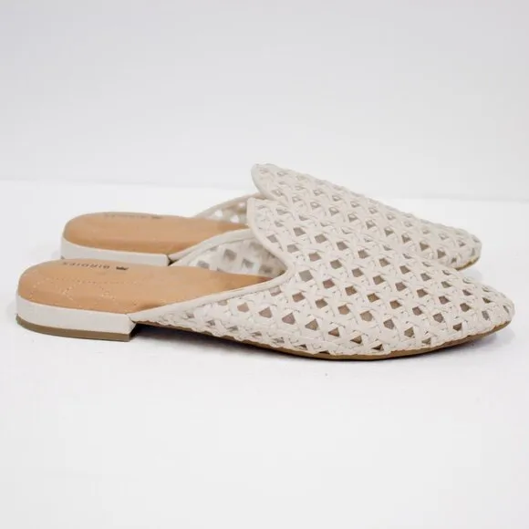 Birdies Shoes Phoebe Women's Size 7.5 Woven Mule Ecru Slip-On Pointed Toe