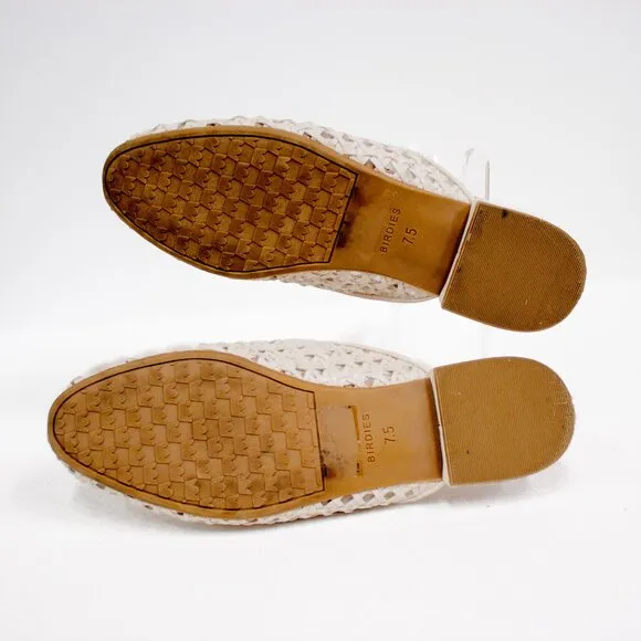 Birdies Shoes Phoebe Women's Size 7.5 Woven Mule Ecru Slip-On Pointed Toe