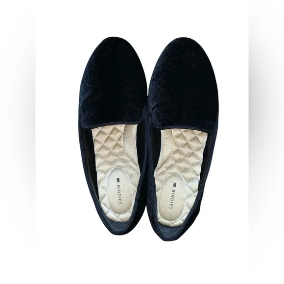 Birdies Starling Slip On Shoes Flats Loafers Black Velvet Size 8.5W (wide)