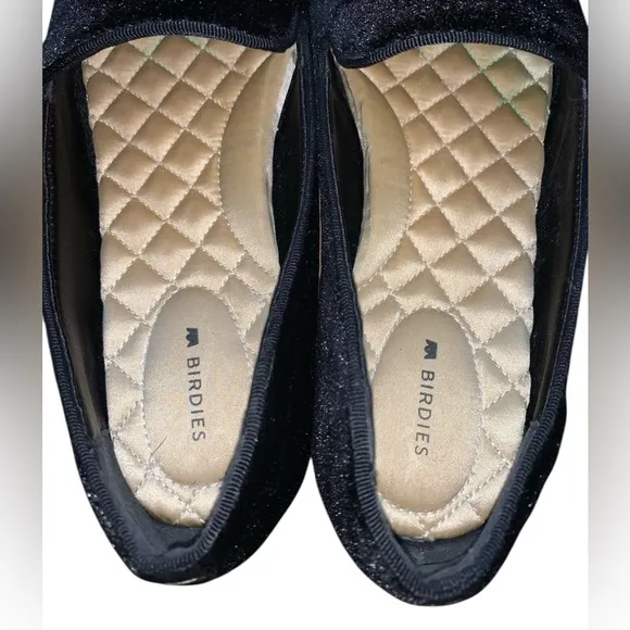 Birdies Starling Slip On Shoes Flats Loafers Black Velvet Size 8.5W (wide)