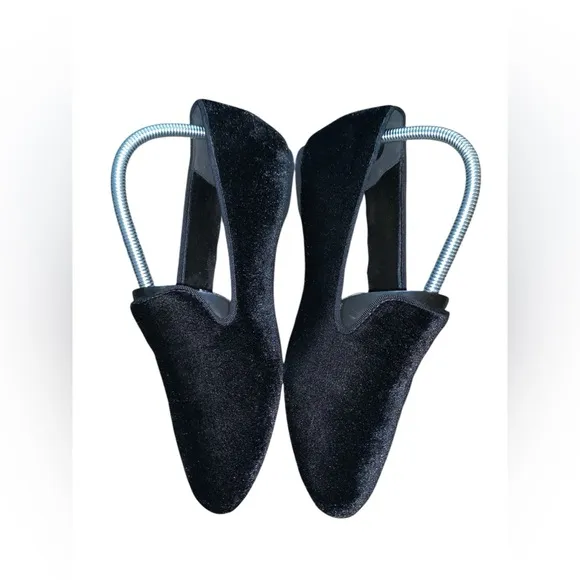 Birdies Starling Slip On Shoes Flats Loafers Black Velvet Size 8.5W (wide)