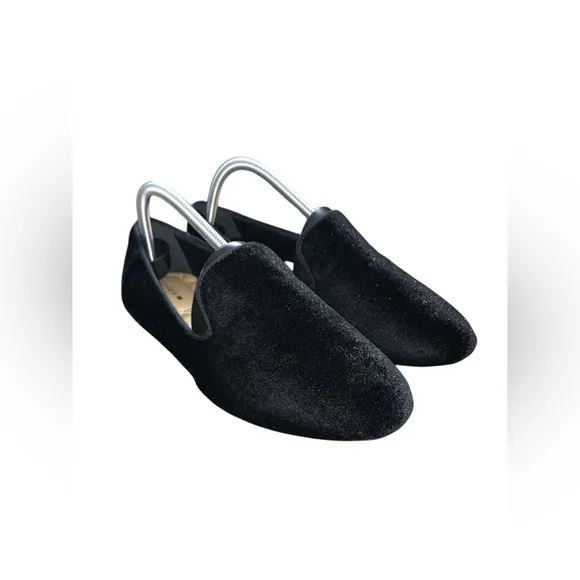 Birdies Starling Slip On Shoes Flats Loafers Black Velvet Size 8.5W (wide)
