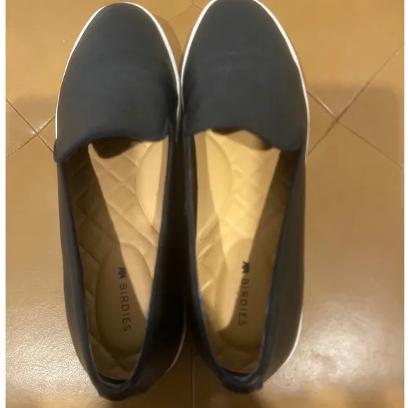 Birdies Womens Starling Loafer Black Leather Slip On Comfort Casual Shoes Sz 7