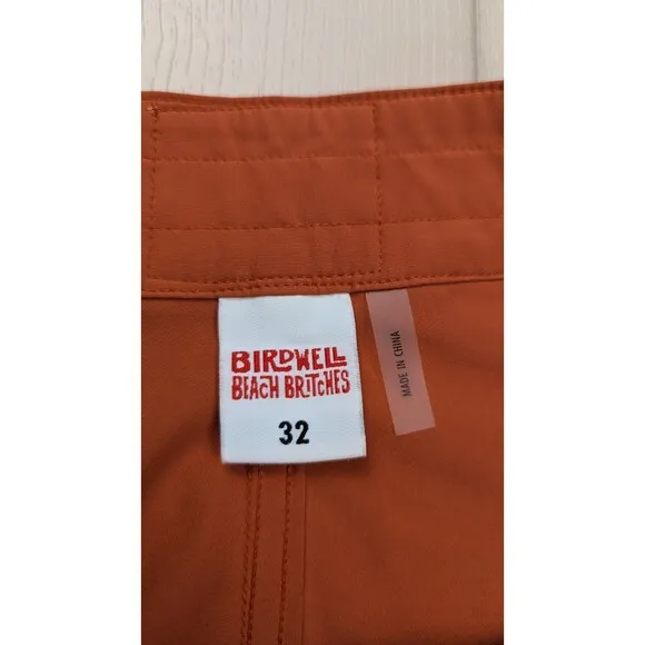 Birdwell Beach Britches Shorts Men 32 Orange Brown Swim Surf Birdie Board Shorts