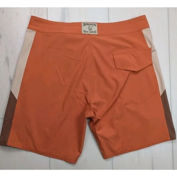 Birdwell Beach Britches Shorts Men 32 Orange Brown Swim Surf Birdie Board Shorts