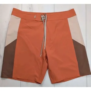 Birdwell Beach Britches Shorts Men 32 Orange Brown Swim Surf Birdie Board Shorts