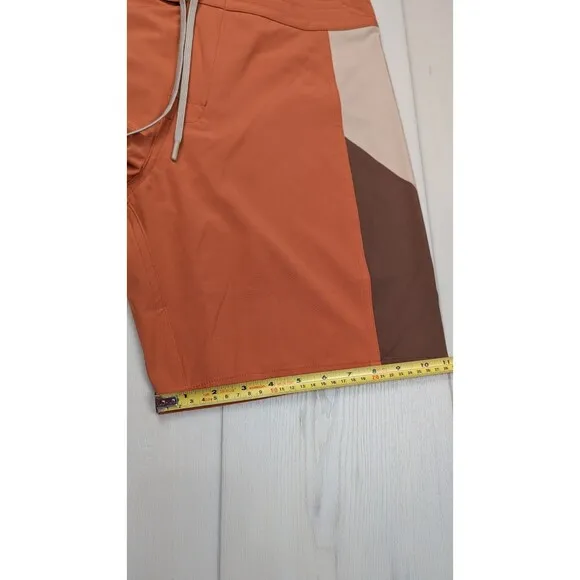Birdwell Beach Britches Shorts Men 32 Orange Brown Swim Surf Birdie Board Shorts