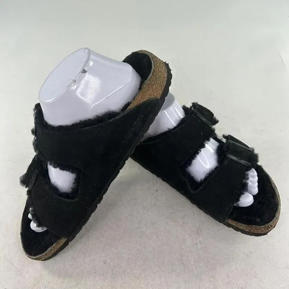Birkenstock ARIZONA FUR Shearling Sandals W 11 M 9 Black Midnight Slide Shoes