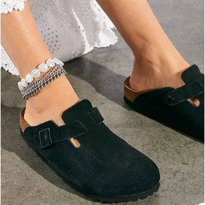 Birkenstock Boston Fur Lined Shearing Sandals/ Clog Shoes (Black) size 37