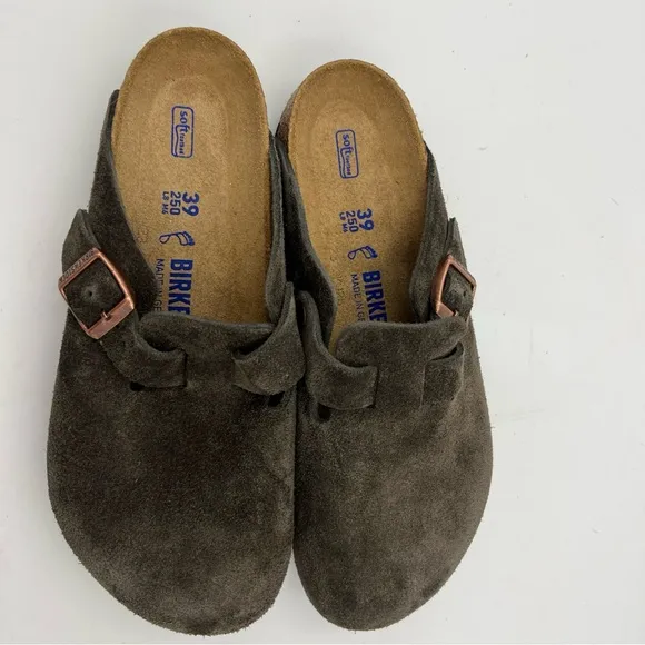 Birkenstock Boston Mocca Suede Leather Unisex Shoe EU39 Regular Soft Footbed NWB