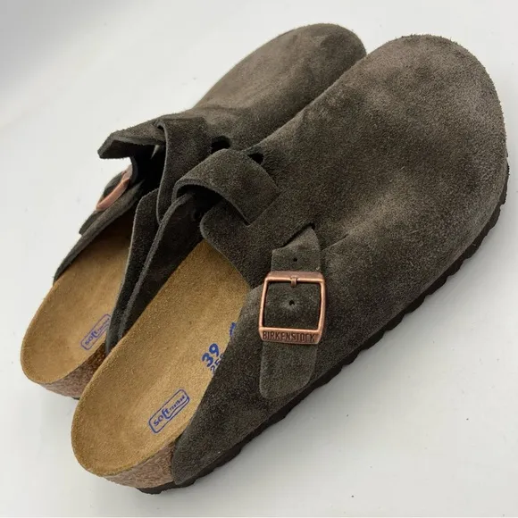 Birkenstock Boston Mocca Suede Leather Unisex Shoe EU39 Regular Soft Footbed NWB