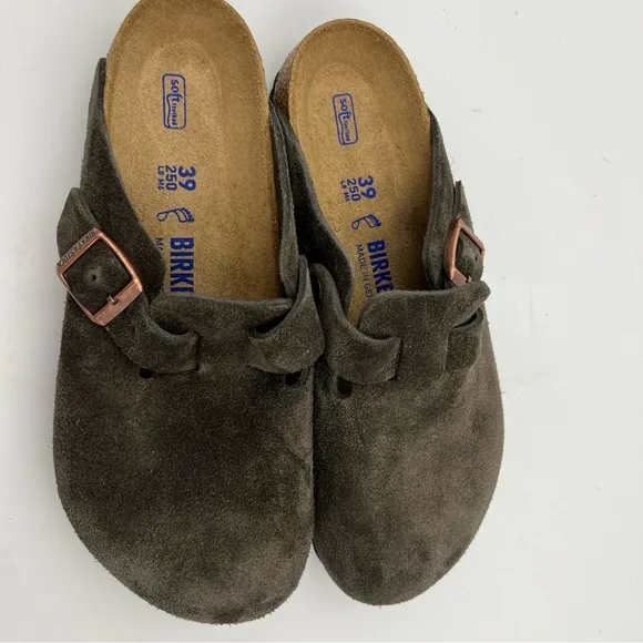 Birkenstock Boston Mocca Suede Leather Unisex Shoe EU39 Regular Soft Footbed NWB