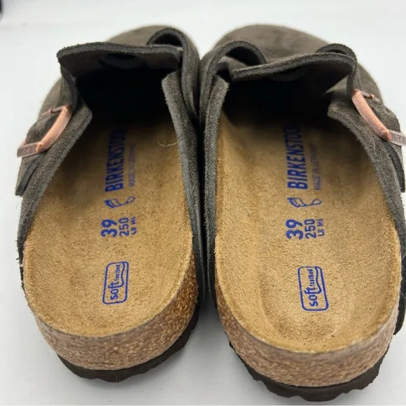 Birkenstock Boston Mocca Suede Leather Unisex Shoe EU39 Regular Soft Footbed NWB