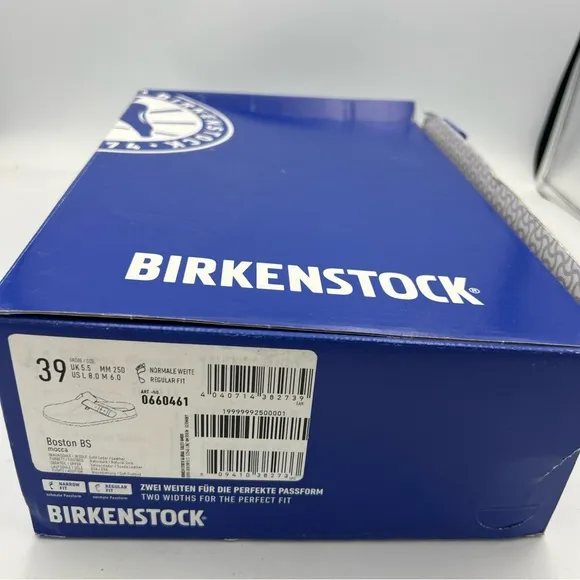 Birkenstock Boston Mocca Suede Leather Unisex Shoe EU39 Regular Soft Footbed NWB