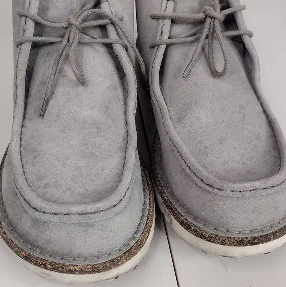 Birkenstock Delano Men's Gray Suede Moccasin Lace Up High Top Chukka Boots Sz 10