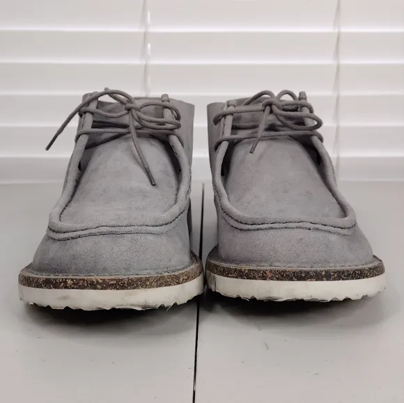 Birkenstock Delano Men's Gray Suede Moccasin Lace Up High Top Chukka Boots Sz 10