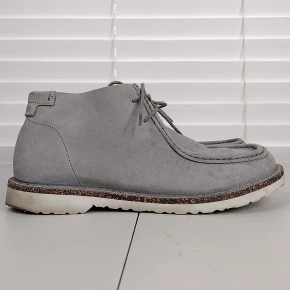 Birkenstock Delano Men's Gray Suede Moccasin Lace Up High Top Chukka Boots Sz 10