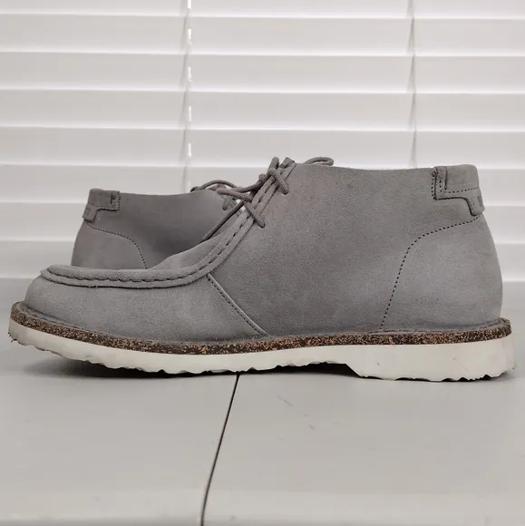 Birkenstock Delano Men's Gray Suede Moccasin Lace Up High Top Chukka Boots Sz 10