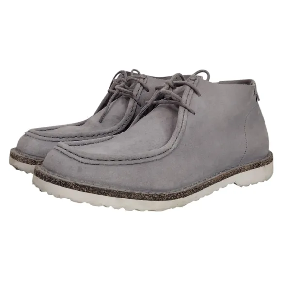 Birkenstock Delano Men's Gray Suede Moccasin Lace Up High Top Chukka Boots Sz 10