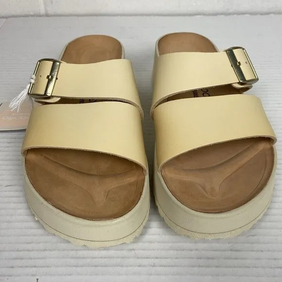 Birkenstock Papillio Almina Leather Platform Sandal Narrow Fit EU41 Ecru 1026906