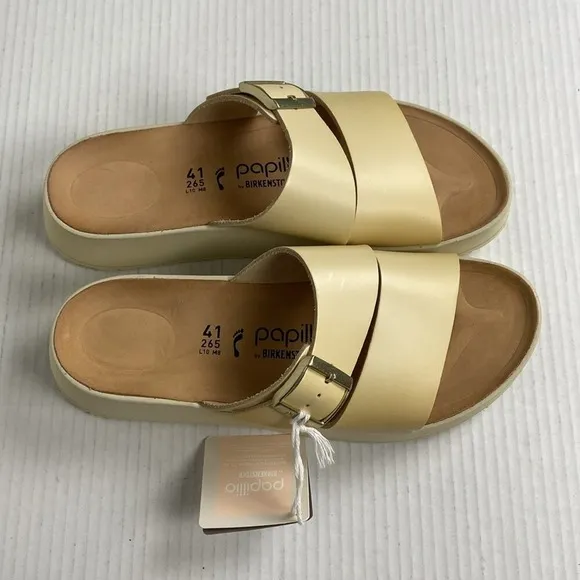 Birkenstock Papillio Almina Leather Platform Sandal Narrow Fit EU41 Ecru 1026906