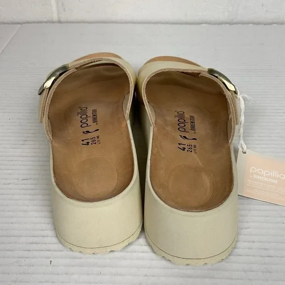 Birkenstock Papillio Almina Leather Platform Sandal Narrow Fit EU41 Ecru 1026906