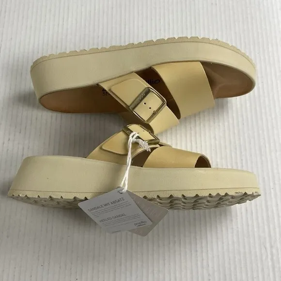 Birkenstock Papillio Almina Leather Platform Sandal Narrow Fit EU41 Ecru 1026906