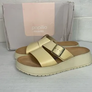 Birkenstock Papillio Almina Leather Platform Sandal Narrow Fit EU41 Ecru 1026906