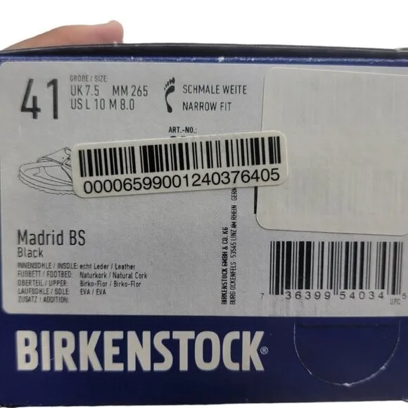 Birkenstock Shoes Women 41 Black Madrid BS Coastal Resort Beach Vacation 1021532