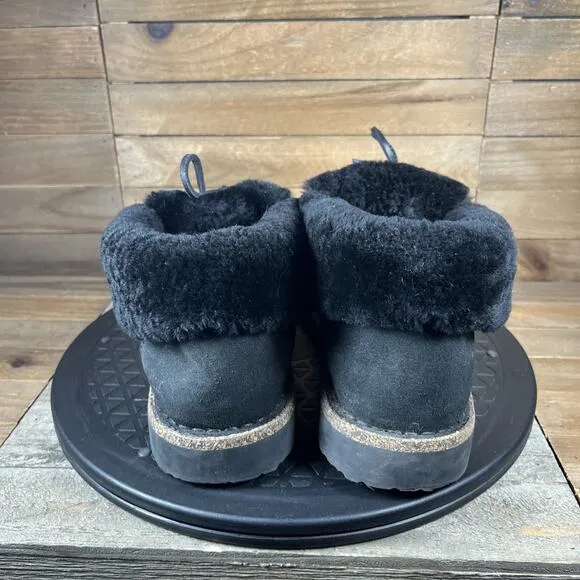 Birkenstock Womens Size 6 Bakki Black Suede Chukka Comfort Fur Lace Up Shoes